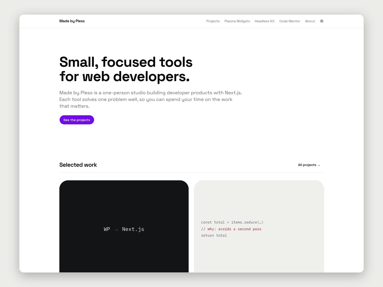 Homepage in the Bold look, light mode