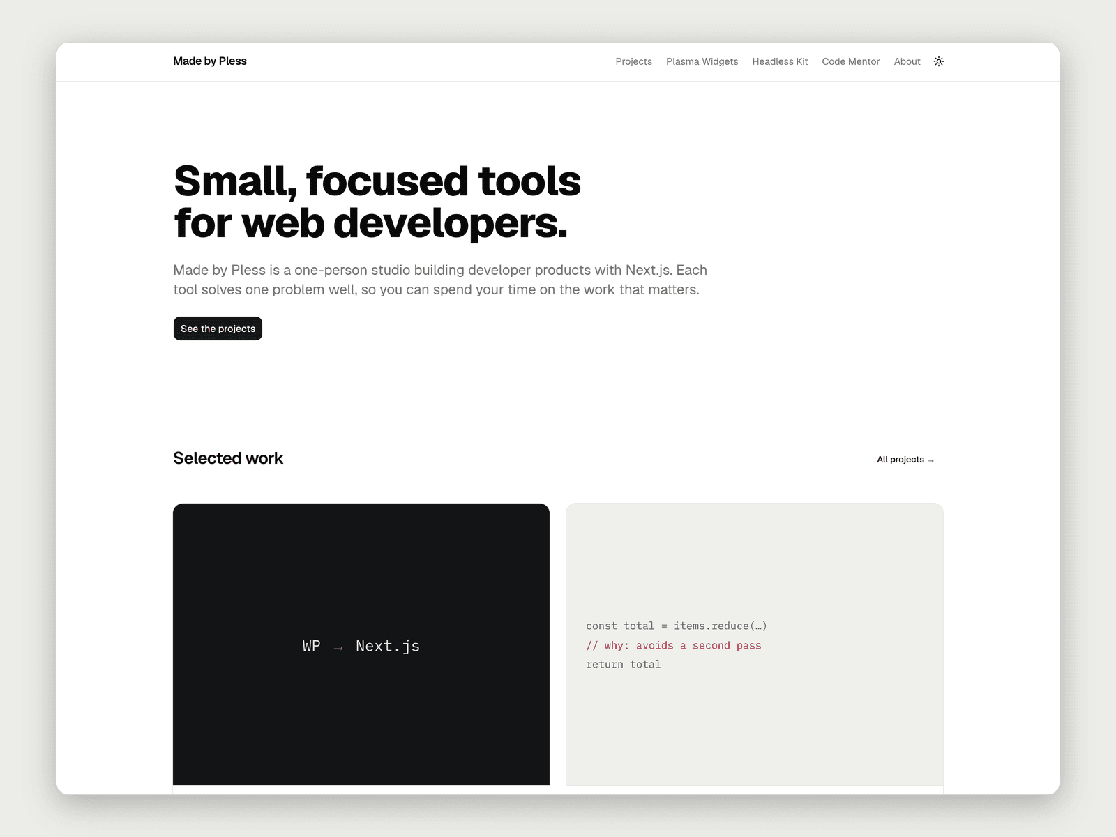 Homepage in the Studio look, light mode